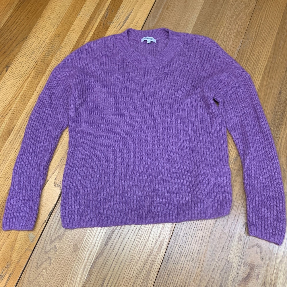 Madewell Alpaca Blend Ribbed Crewneck Sweater Purple‎ CKP477477727 Womens Small